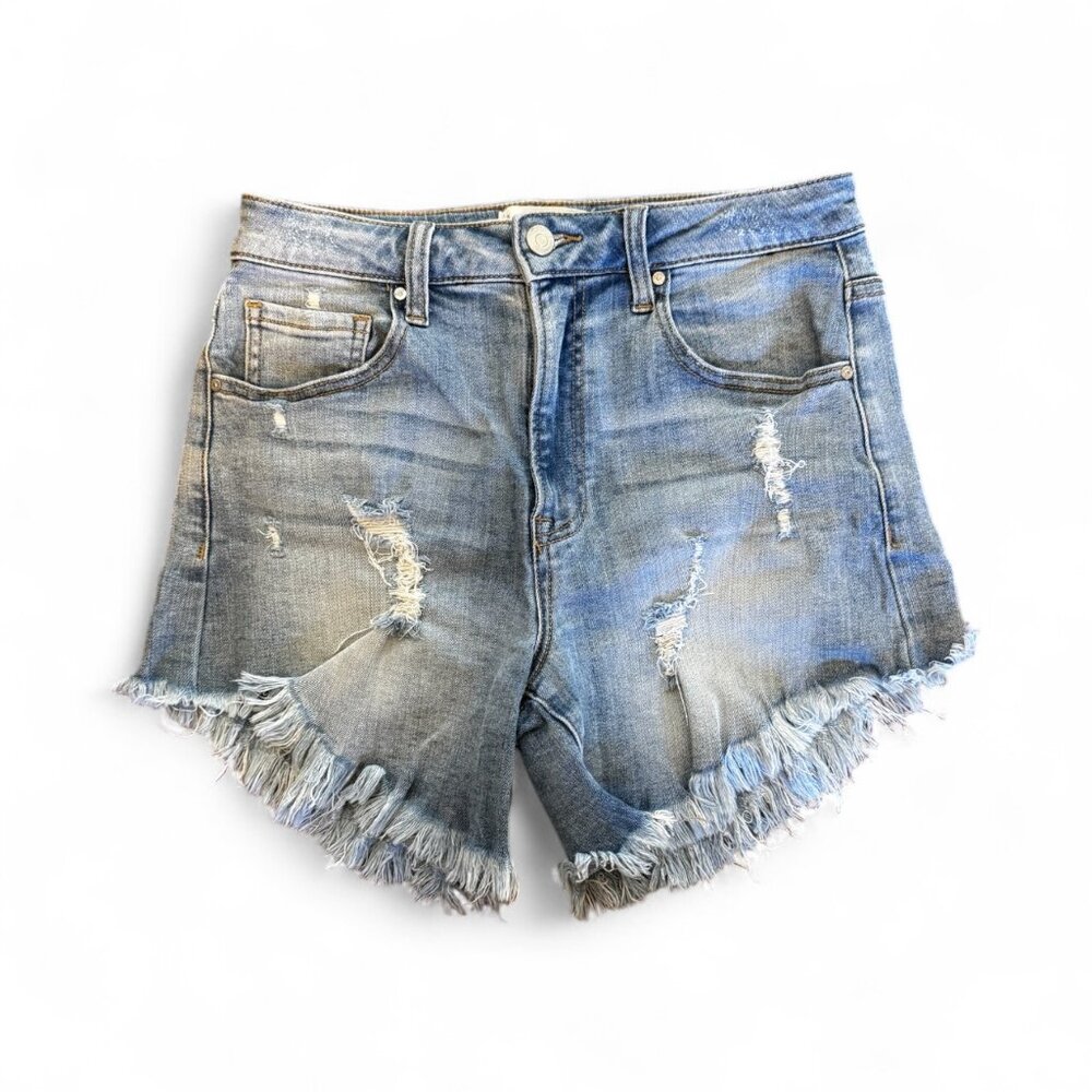 Tricot Women’s Cut Off Denim Shorts – Size M – Distressed, Stretchy, VGUC
